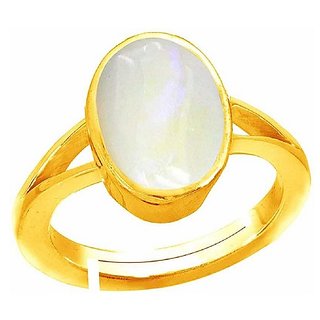                       Opal ADJUSTABLE gold plated RING WITH NATURAL AND CERTIFIED 12.25 RATTI by CEYLONMINE                                              