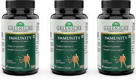 Greeniche Immunity Booster with Natural Vitamin C  Zinc - 60 Veg Capsules (PACK OF 3)