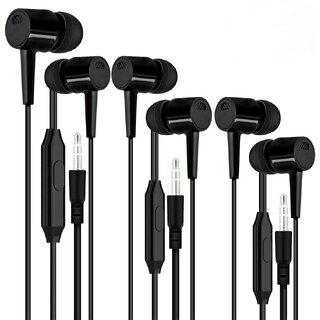 Pack of 3 Earphone with High Bass Wired Headphones with Microphone, Wired Stereo Earphones (Assorted Color)