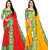 Pack Of 2 Multicolor Chiffon Lace Print Saree With Blouse by Anand Sarees