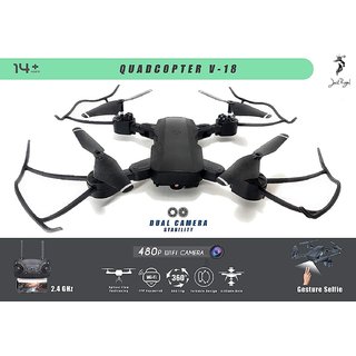 Buy V 18 Foldable Selfie Drone Camera WiFi FPV Position Holding Drone 480p Black Online 7299 from ShopClues