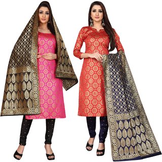 Anand Multicolored Jacquard Woven Work Salwar Suit Material For Women(Set of 2)( P2_JDM30_JDM31 )
