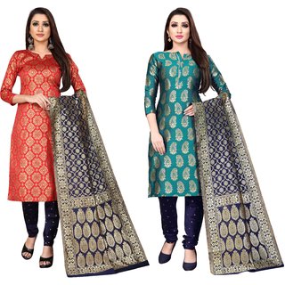 Anand Multicolored Jacquard Woven Work Salwar Suit Material For Women(Set of 2)( P2_JDM31_JDM58 )