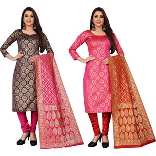 Anand Multicolored Jacquard Woven Work Salwar Suit Material For Women(Set of 2)( P2_JDM42_JDM50 )
