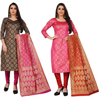 Anand Multicolored Jacquard Woven Work Salwar Suit Material For Women(Set of 2)( P2_JDM44_JDM50 )