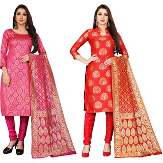 Anand Multicolored Jacquard Woven Work Salwar Suit Material For Women(Set of 2)( P2_JDM45_JDM96 )