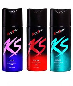 Ks Kamasutra Deo Deodorant Body Spray For Men Combo Spark+Dare+Urge Set Of 3 Deo (pcs 3)