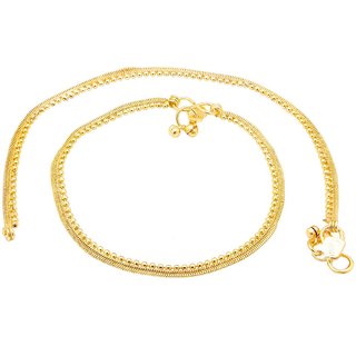                       MissMister Gold Plated Flat Chain Rasrawa Beaded Classic Anklet                                              
