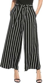 uneR trendy black  white strip palazzo with stylish pocket  for girls  woman 28 to 34.