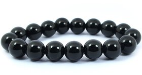 Vastu / Feng shui Black Tourmaline Round Bead Crystal Bracelet Reiki Healing Gemstone Unisex