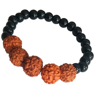 Yuvi Shoppe Black Onyx Bracelet 5 Mukhi Rudraksha for Men Women Yuvi Shoppe Black Onyx Bracelet 5 Mukhi Rudraksha for Men Women