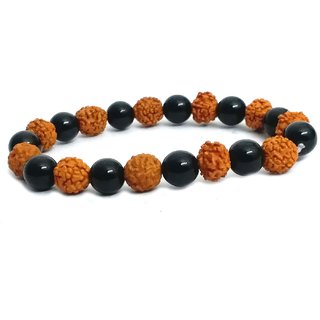                       Yuvi Shoppe Crystal Black Onyx rudraksh Bracelet for Evil Eye Protection                                              
