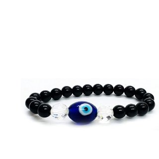 Yuvi Shoppe Evil Eye Oval Black Onyx Crystal Bracelet for Protection Yuvi Shoppe Evil Eye Oval Black Onyx Crystal Bracelet for Protection