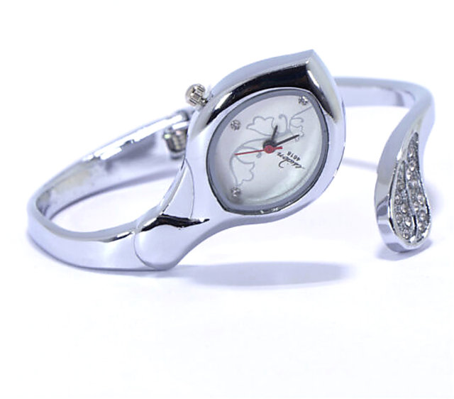 Buy Ladies Fashion Skinny Silver Metal Bangle Cuff Watch With