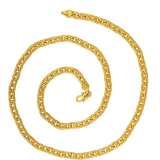                       MissMister Genuine 1 Micron Gold Plated 6mm Thick, 18 Inch, 36 Gm, Oval Link Gold Look Chain                                              