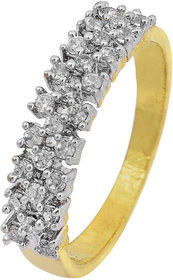 MissMister Gold Plated Triple line CZ Imitation Diamond Engagement Proposal Band Ring