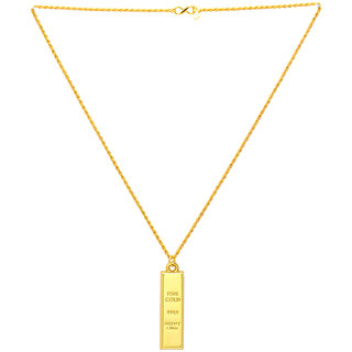                       MissMister Gold Plated  Gold Bar Shaped Chain Pendant Fashion Necklace Jewelry                                              