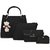 TMN Combo of Black Teddy Handbag with sling bag and golden chain bag and Coin Pouch-4-teddy-black