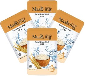 Masking Beauty Facial Sheet Mask Rice 20ml Each (Pack of 4)