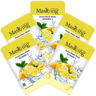 Masking Beauty Facial Sheet Mask Vitamin- C, 20ml Each (Pack of 5)
