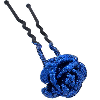                       MissMister Acrylic Royal Blue Glitter Rose Design Juda Hair pin Women Girls Fashion                                              