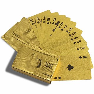                       MissMister Real 24KT Yellow Gold Plated Gold foil Playing Cards, Poker Cards, Indoor Game for for Men and Women                                              