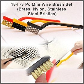 H'ENT 3 Pc Mini Wire Brush Set (Brass, Nylon, Stainless Steel Bristles)