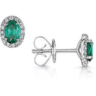 Ceylonmine - Silver Green Emerald Stud Earrings for Womens Ceylonmine - Silver Green Emerald Stud Earrings for Womens