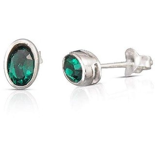 Sterling Silver with Natural Green Panna stud earrings for girls by Ceylonmine Sterling Silver with Natural Green Panna stud earrings for girls by Ceylonmine