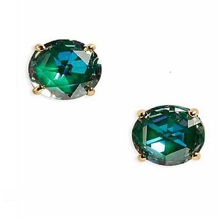 Silver Earring with Unheated Stone Green Emerald Stud Earrings by Ceylonmine Silver Earring with Unheated Stone Green Emerald Stud Earrings by Ceylonmine