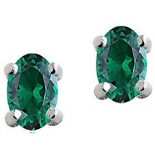                      Ceylonmine - Studs Collection Silver Emerald Stud Earrings                                              