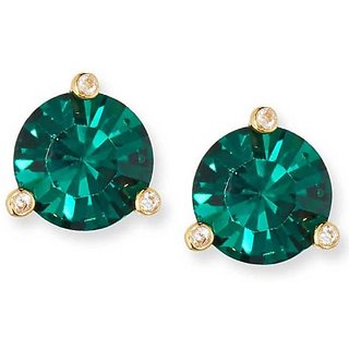                       Emerald Stud Silver Earrings for Women  Girls by Ceylonmine                                              