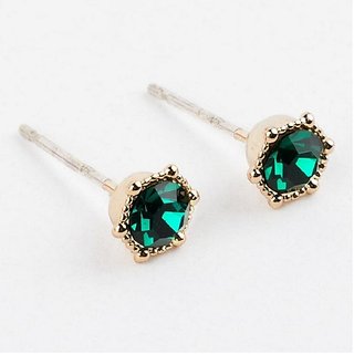                       Original Green Emerald Stone Earrings Panna Silver Earrings For Women by Ceylonmine                                              