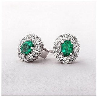 Studs Collection Sterling Silver Emerald Stud Earrings for Women by Ceylonmine Studs Collection Sterling Silver Emerald Stud Earrings for Women by Ceylonmine