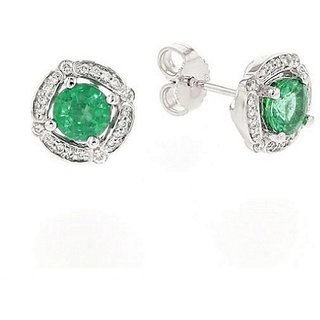                       Ceylonmine - Emerald Stud Sterling Silver Earrings for Women                                              