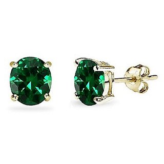 Pure Silver & Original Green Emerald Stone Earrings For Women by Ceylonmine Pure Silver & Original Green Emerald Stone Earrings For Women by Ceylonmine