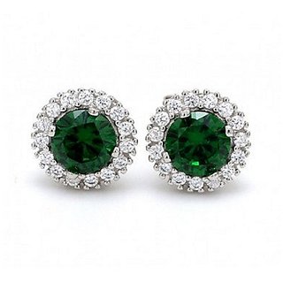                       Ceylonmine-Pure Silver & Original Green Emerald Stone Earring For Women                                              