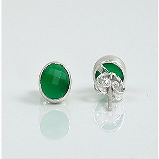                       Ceylonmine -Emerald Studs Silver Earrings for Women Party Wear Fashion Jewellery                                              