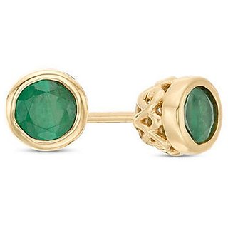                       Ceylonmine -Gold Plated Earring With Unheated Stone Green Emerald Stud Earrings                                              