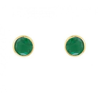 Pure Gold Plated Green Emerald Stud Earrings for Womensby Ceylonmine Pure Gold Plated Green Emerald Stud Earrings for Womensby Ceylonmine