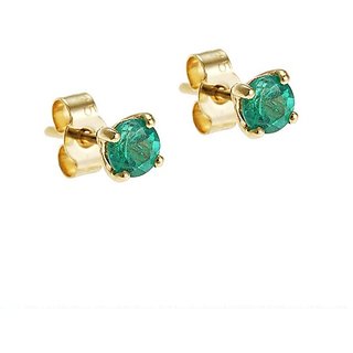                       Ceylonmine - Emerald Stud  Gold Plated Earrings for Women                                              