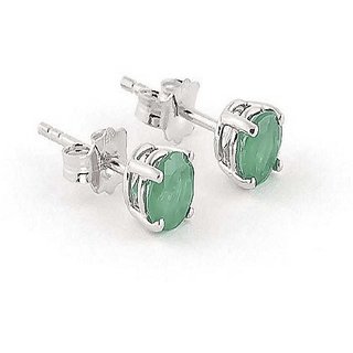                       Ceylonmine -Emerald Stud Silver Earrings For Women                                              