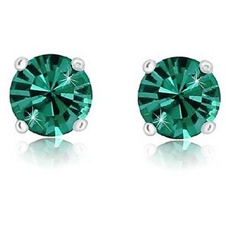                       Ceylonmine Original Green Emerald Stone Silver Earrings For Women                                              
