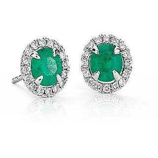                       Green Emerald stone original Silver earring for women  girls by Ceylonmine                                              