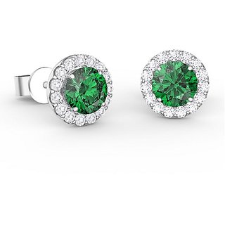 Original Green Emerald Stone Silver Earrings For Women by Ceylonmine Original Green Emerald Stone Silver Earrings For Women by Ceylonmine
