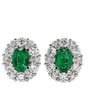                      Ceylonmine - Pure Silver & Original Green Emerald Stone Earrings For Women                                              
