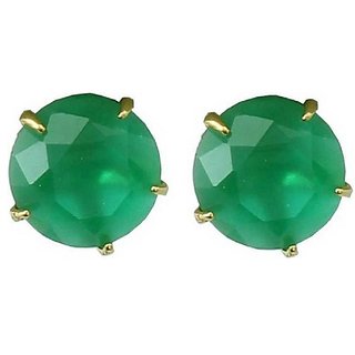                       Gold Plated with Natural Green emerald stud earrings for & Women by Ceylonmine                                              