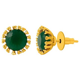                       Gold Plated Emerald Stud Earring For Girls & Women by Ceylonmine                                              