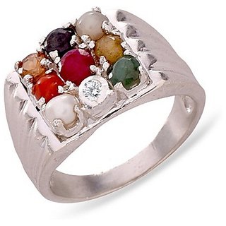                       Silver Original Navratan Ring Lab Certified Stones by Ceylonmine                                              