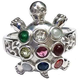                       Natural  Original Navratan Stones Silver Ring by Ceylonmine                                              